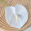 Flor de Anturio Rojo Artificial 3D con Tacto Realista, Impresa en Película, para Boda y Decoración del Hogar, Flor Falsa y Pieza de Decoración de Planta Verde