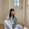 Suéter con Capucha Forrado de Felpa para Mujer Ropa con Capucha Estampada Sudadera Simple para Ir al Trabajo Coreana Deportiva Ocio Otoño e Invierno