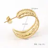Pendientes Europeos y Americanos de Nueva Moda Sencillos de Acero Inoxidable Dorado de 18K Acero de Titanio Huecos Pendientes de Gama Alta para Otoño e Invierno para Mujeres