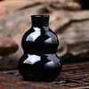 Enfeite de Cuia de Obsidiana Natural, Pequena Cuia de Cristal Preto Enfeite Feng Shui, Decoração de Cristal, Decoração de Casa