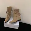 Botines de verano para mujer 2026 estilo coreano, nuevos, modernos, con tacón grueso, punta fina y detalle de hebilla, botas de moda que estilizan