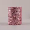Tubo de Armazenamento para Pincéis de Maquiagem Cilindro Redondo Couro PU Lantejoula Porta-Caneta à Prova de Poeira Portátil Caixa de Armazenamento de Alto Valor Ferramentas de Maquiagem