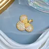 [Oro Real de Cobre] Oso con Lazo Comercio Exterior Transfronterizo DIY Joyería Hecha a Mano Cobre Zirconio Microincrustado Accesorios de Colgante