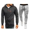 Conjunto de suéter y cárdigan con capucha para hombre, estilo informal, deportivo y fitness, de jacquard, para las cuatro estaciones