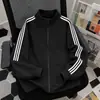 Chaqueta Clásica de Forro Polar con Tres Rayas para Otoño e Invierno, Cuello Alto, Sudadera Deportiva Casual, Mismo Estilo para Jóvenes Hombres y Mujeres, Cierre de Cremallera, Cárdigan, Moderno