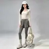 Conjunto de Yoga Red Net Feminino com Cruz Manga Longa Cover-up Calça Falsa de Duas Peças Emagrecedor Confortável Versátil para o Dia a Dia Roupas de Fitness