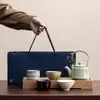 Juego de Té Kung Fu de Cinco Hornos Famosos para Enviar a Amigos y Empleados Cerámica Imitación Song Regalo de Acompañamiento para Actividad Caja de Regalo para el Hogar