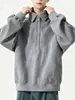 Sudadera de cuello polo de estilo minimalista moderno para hombre, corte holgado, top versátil casual de alta resistencia, nueva colección primavera/otoño