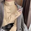 Camiseta Básica de Cuello Alto Derong para Mujer en Otoño e Invierno, Ropa Interior Cálida, Diseño que Afina la Figura, Camiseta de Manga Larga con Cuello de Felpa