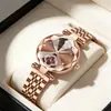 Daiyan Modelo Nuevo Reloj de Cuarzo para Mujer Incrustado de Diamantes Banda de Acero Color Oro Rosa Moda Lujo Ligero Resistente al Agua Reloj para Mujer