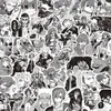 1000 Adesivos de Anime Preto e Branco Jujutsu Kaisen Demon Slayer One Piece Adesivos de Decoração para Caderno Periférico