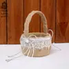 Suministros para bodas Boda estilo occidental lino flor cojín para anillos de alta gama cesta traje entrega en una sola pieza fabricantes de suministro de ultramar