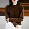 Nueva Línea Otoño/Invierno 2026: Suéter de Lana para Mujer sin Costuras, Hilo de Color con Puntos Espeso de Siete Agujas, Camisa Base de Cuello Semi Alto