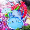 Parque Acuático Inflable Móvil al Aire Libre Tobogán de Agua Panda Piscina Inflable Piscina Grande Tobogán de Agua para Niños