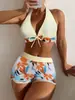 2027 Nuevo Bikini de Dos Piezas Transfronterizo Europeo y Americano Traje de Baño para Mujer Sexy Estampado con Tirantes Bikini Playa Traje de Baño para Mujer