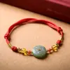 Pulsera de Hilo Rojo para el Año de Nacimiento, Pulsera de Hilo Rojo Tejida a Mano con Hebilla de Paz de Jade Hetian, Regalo para Hombres y Mujeres, Pulsera de Pareja, Mayoreo