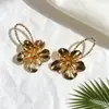 Pendientes florales transfronterizos europeos y americanos, pendientes colgantes personalizados de moda, pendientes florales exagerados elegantes, pendientes de Qingdao
