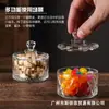Tarro de Dulces Estilo Europeo, Tarro de Almacenamiento de Vidrio, Azucarero con Rayas Verticales, Caja de Almacenamiento de Joyas con Forma de Yurta, Bol de Cristal Transparente para Desmagnetización