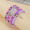 Pulseira Dupla Camada Roxa de Novo Estilo Transfronteiriça com Pingentes de Letra e Coração, Conjunto Colorido Personalizado de Joias de Contas Venda por Atacado