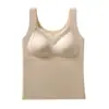 Chaleco térmico cepillado para mujer de otoño e invierno con copas de sujetador integradas, no necesita usar un sujetador separado, top base de capa interior ajustado de una sola pieza para mujer