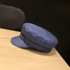 Boina de Mujer Estilo Coreano Casual Versátil de Copa Plana Material de Cáñamo Transpirable Sombrero de Boina Primavera Verano Protección Solar Boina de Pico Moda