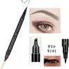 Tres o cuatro lápiz de cejas lápiz líquido para cejas muy sutil artefacto para cejas impermeable duradero lápiz de cejas de cuatro puntas maquillaje de belleza