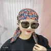 Nuevo Sombrero Bufanda Floral Casual de Seda con Cuello Redondo, Elegante Sombrero Negro para Mujer, Versátil y con Estilo, Cubre el Cabello Gris, Sombrero Bufanda de Seda