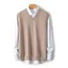 Nueva colección de otoño e invierno: Chaleco 100% lana, suéter de pico para hombre, diseño en capas, jersey sin mangas, chaleco de punto casual