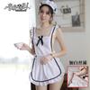 Lencería Sexy, Lencería Sexy Transparente sin Espalda Tentación, Disfraz de Sirvienta, Conjunto de Delantal Blanco de Cocina de una Pieza para Sirvienta 1283