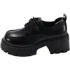 Sapatos de couro com cadarço e bico redondo para uniforme JK feminino, estilo britânico, novidade outono 2026, casuais, com sola grossa, para aumentar a altura, femininos