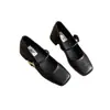 Sapatos Mary Jane retrô estilo francês para mulheres, nova coleção outono 2025, bico quadrado baixo, salto médio grosso, adequados para combinar com saias
