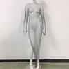 Europeia e americana mulheres cross-border quente sexy malha strass vestido oco manga comprida doce e picante pesca vestido de rede mulheres