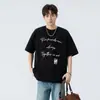 Nova Moda 250g Estampa de Letras Americanas Manga Curta Verão Sensação de Gelo Marca Tendência Camiseta Unissex Versátil Elegante
