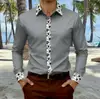 Camisa de Manga Larga con Cuello y Botones para Hombre, Estilo Casual Versátil de Moda, Estampado de Patrón 3D, Nuevo Estilo Europeo y Americano, Transfronteriza, 2026