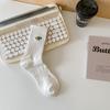 Calcetines de algodón para hombre y mujer, con dibujos animados en blanco y negro, de longitud media, bordados para parejas, para estudiantes, para combinar con todo, de caña alta, deportivos, de moda.