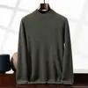 Suéter de Caxemira Outono e Inverno Masculino Gola Alta Meia Manga Pulôver Luxo Acessível Casual de Negócios Camisa Base de Tricô