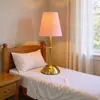 Lámpara de Mesa de Lujo con Lazo y Pantalla de Tela Plegada, Lámpara de Mesita de Noche Estilo Ins para Habitación de Niña, Luz Nocturna con Atmósfera de Alojamiento