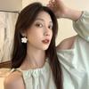 Pendientes de Plata de Ley S925 con Aguja, Chica Queso Matcha, Color de Contraste, Flor de Amor, Nuevos de Moda 2021, Tachuela Linda, Clip para Oreja