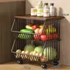 Prateleira de Armazenamento para Cozinha de Chão Multicamadas Móvel Carrinho Pequeno para Casa para Cesta de Legumes Artefato de Armazenamento de Frutas e Legumes