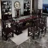 Mesa de Té de Madera Maciza China de Gama Alta de Palo de Rosa, Combinación de Mesa de Té y Sillas, un Juego Completo para Oficina, Hogar Antiguo, Sala de Estar, Kung Fu