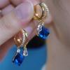 Simples temperamento high-end deep blue crystal brincos nicho design brincos 2024 Coringa novos brincos