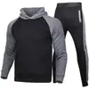 Conjunto de sudadera con capucha para hombre de marca de moda para otoño e invierno con forro polar y mangas raglán, moderno conjunto de sudadera de comercio exterior para Amazon
