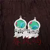 Pendientes Vintage Bordados Hechos a Mano de Estilo Étnico de Moda con Borlas Pequeñas, Joyería de Plata Miao de Yunnan, Color Blanco, Tamaño 41
