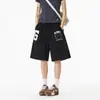 Shorts Azuis com Letras Estilo High Street Americano para Homens e Mulheres, Novos Shorts de Basquete de Verão Largos de Perna Reta, Calças Esportivas Plus Size