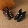 Botines elegantes y versátiles de punta fina, tacón grueso, suela blanda y cómodos para mujer, nueva colección de invierno 2026, forrados de felpa y cálidos, botas Martin para mujer
