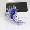 Broche de moda grande de pluma con incrustaciones de diamantes, multicolor opcional, pin de cristal, accesorios para abrigo de traje de mujer