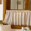 Cortina corta de borlas estilo bohemio, cortina pequeña estilo rústico, producto terminado transfronterizo europeo y de Oriente Medio, en stock para dropshipping
