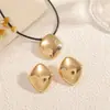 Set de Joyería de Pendientes y Collar de Metal con Diseño de Superficie Lisa, Estilo Europeo y Americano con Forma de Diamante, Conjunto Personalizado Simple de Dos Piezas Tridimensional