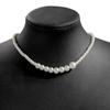 Collar de perlas de doble capa estilo retro francés, delicado nicho apilado con lazo, cadena de clavícula, elegante collar de amor para mujer