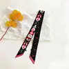 Cinta para el cabello de doble capa con estampado de letra C de longitud extendida, bufanda envolvente versátil, bufanda larga decorativa de seda para mujer